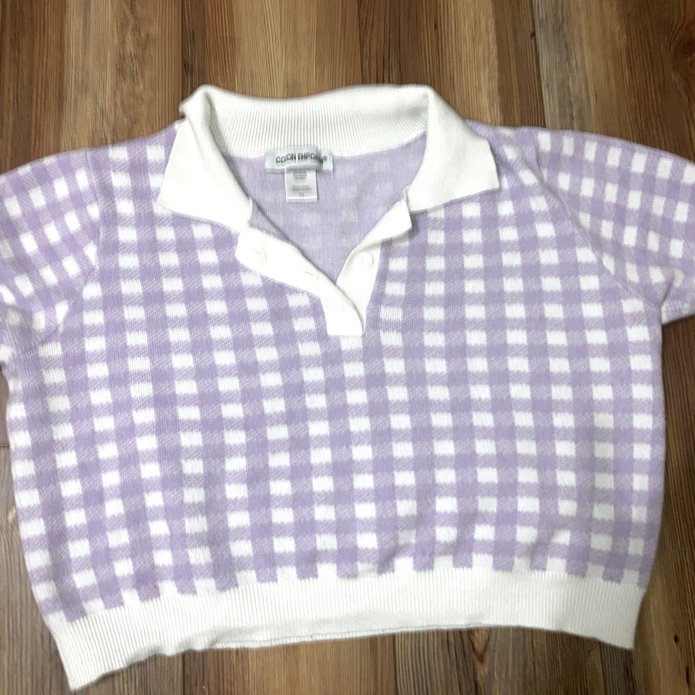 -plaid purple -collard -XL -cropped -new